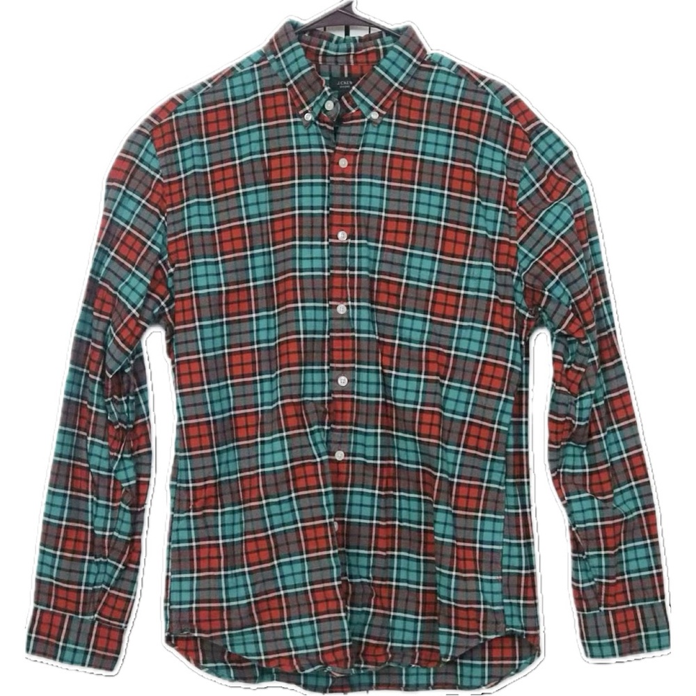 J.Crew - Men’s Shirt Oxford Flannel Plaid Long Sleeve Button Down - Size: L